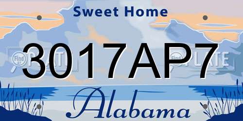 3017AP7 Alabama License Plate
