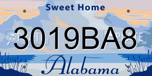 3019BA8 Alabama License Plate