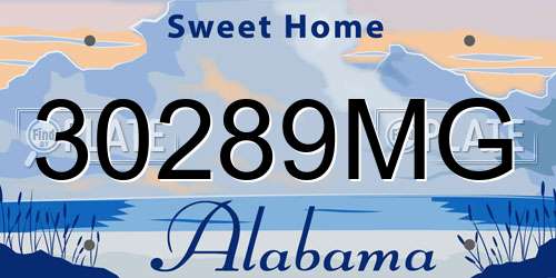 30289MG Alabama License Plate