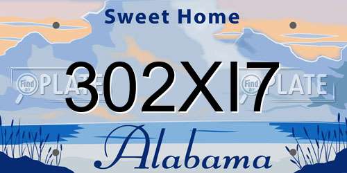 302XI7 Alabama License Plate