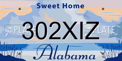302XIZ Alabama License Plate