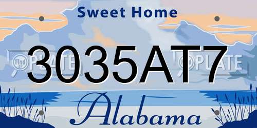 3035AT7 Alabama License Plate