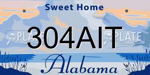 304AIT Alabama License Plate