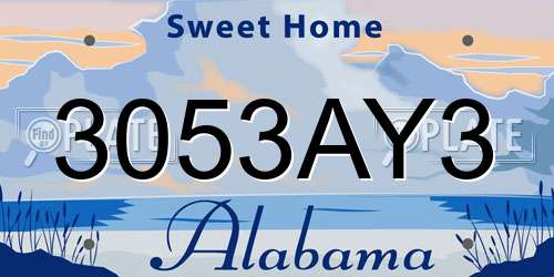 3053AY3 Alabama License Plate