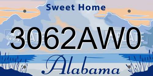 3062AW0 Alabama License Plate