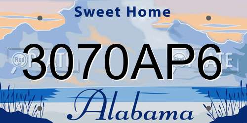 3070AP6 Alabama License Plate