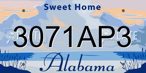 3071AP3 Alabama License Plate