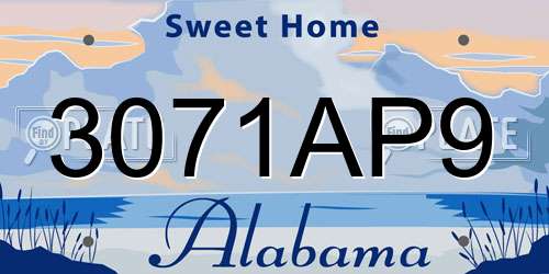 3071AP9 Alabama License Plate