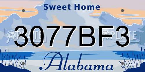 3077BF3 Alabama License Plate