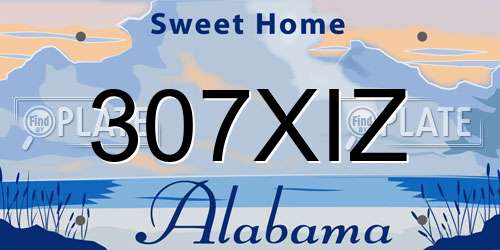 307XIZ Alabama License Plate