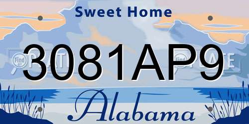 3081AP9 Alabama License Plate