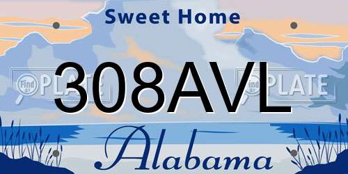 308AVL Alabama License Plate
