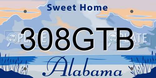 308GTB Alabama License Plate