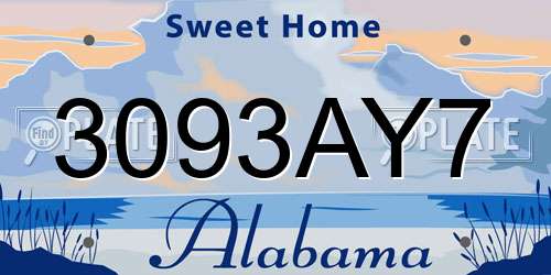 3093AY7 Alabama License Plate