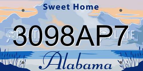 3098AP7 Alabama License Plate