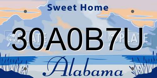 30A0B7U Alabama License Plate