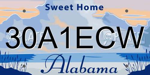 30A1ECW Alabama License Plate