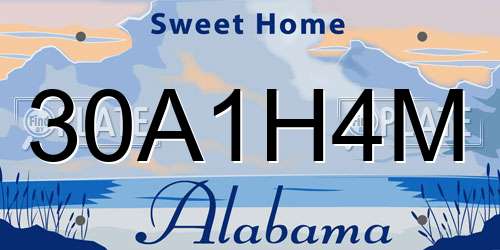 30A1H4M Alabama License Plate