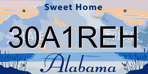 30A1REH Alabama License Plate