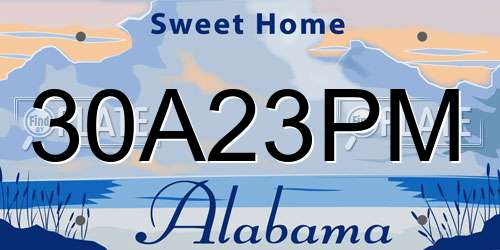 30A23PM Alabama License Plate