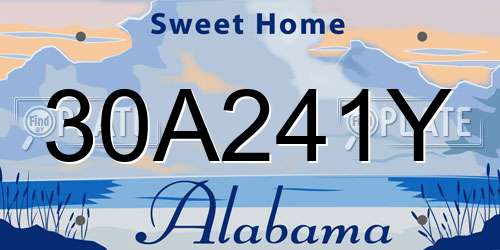 30A241Y Alabama License Plate