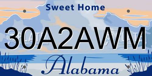 30A2AWM Alabama License Plate