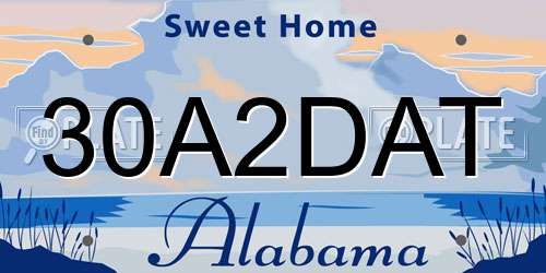 30A2DAT Alabama License Plate