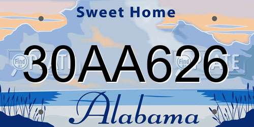 30AA626 Alabama License Plate