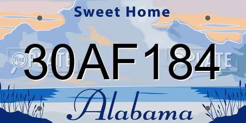 30AF184 Alabama License Plate