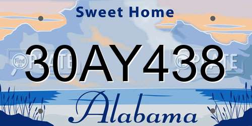 30AY438 Alabama License Plate