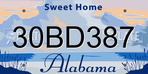 30BD387 Alabama License Plate