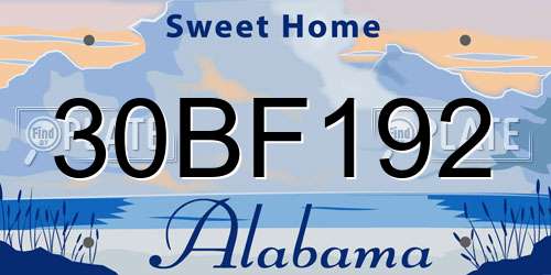 30BF192 Alabama License Plate