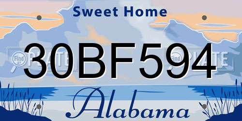 30BF594 Alabama License Plate