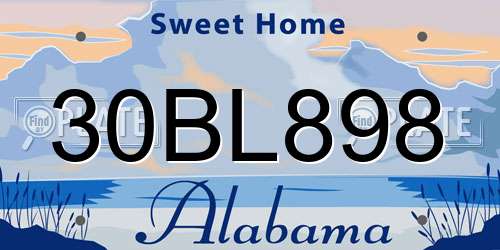 30BL898 Alabama License Plate