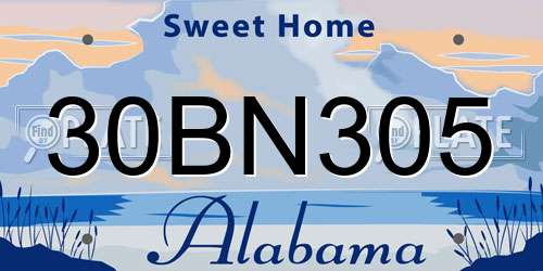 30BN305 Alabama License Plate