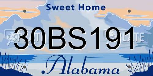30BS191 Alabama License Plate
