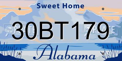 30BT179 Alabama License Plate