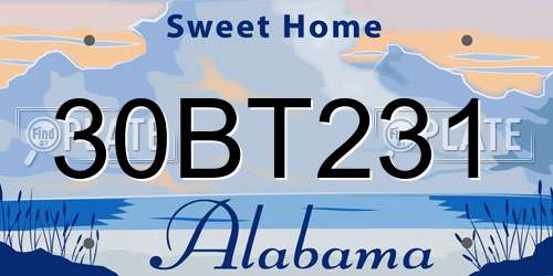 30BT231 Alabama License Plate