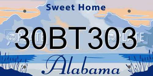 30BT303 Alabama License Plate