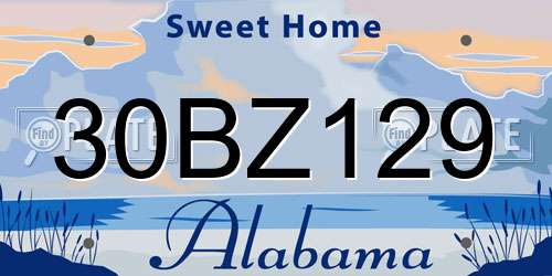 30BZ129 Alabama License Plate