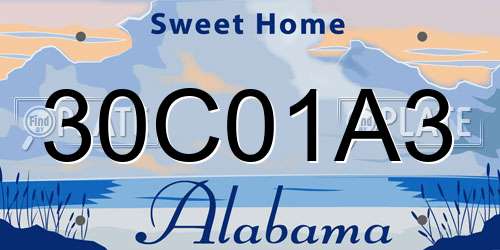 30C01A3 Alabama License Plate