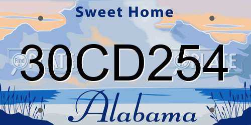 30CD254 Alabama License Plate