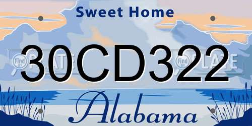 30CD322 Alabama License Plate