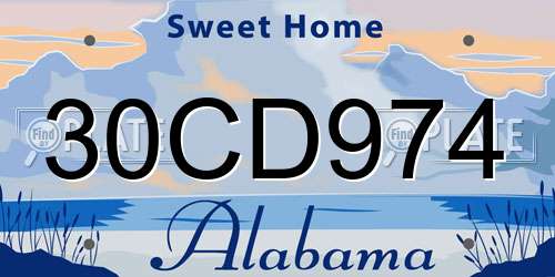 30CD974 Alabama License Plate