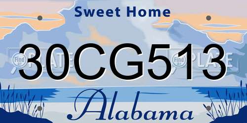 30CG513 Alabama License Plate