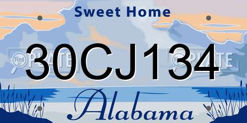 30CJ134 Alabama License Plate