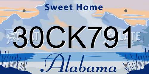 30CK791 Alabama License Plate