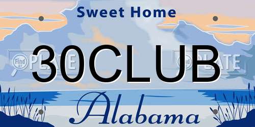 30CLUB Alabama License Plate