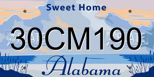 30CM190 Alabama License Plate