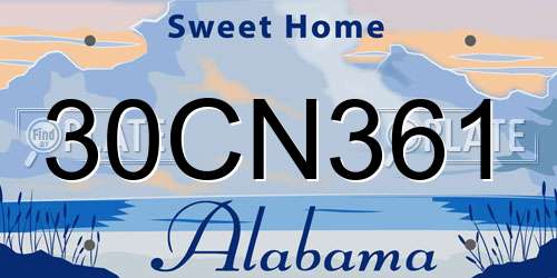30CN361 Alabama License Plate